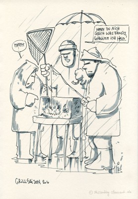 da vorne, da bläst er!